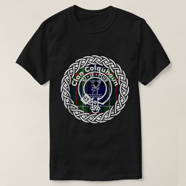 Colquhoun-efternamn Scottish klan tartan vapensköl T Shirt (Design framsida)