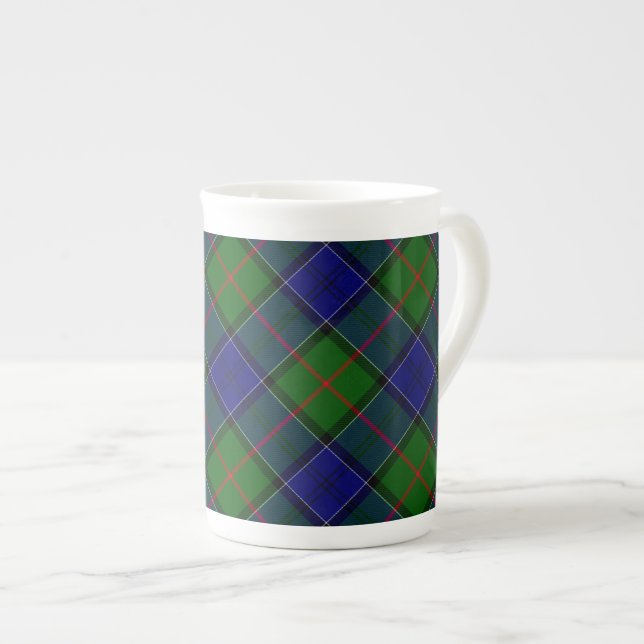 Colquhoun tartan blue grönt plaid benporslin mugg (Framsida höger)