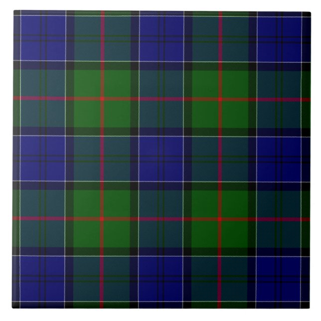 Colquhoun tartan blue grönt plaid kakelplatta (Framsidan)