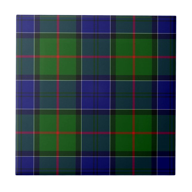 Colquhoun tartan blue grönt plaid kakelplatta (Framsidan)