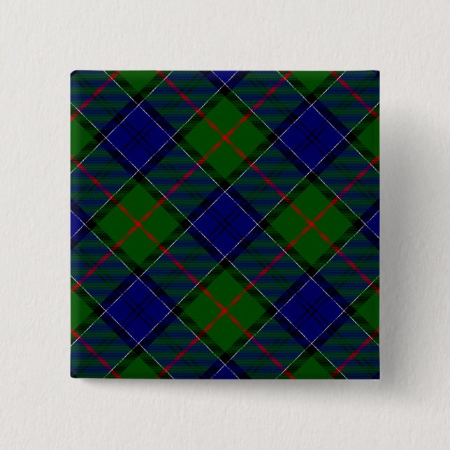 Colquhoun tartan blue grönt plaid knapp (Framsida)