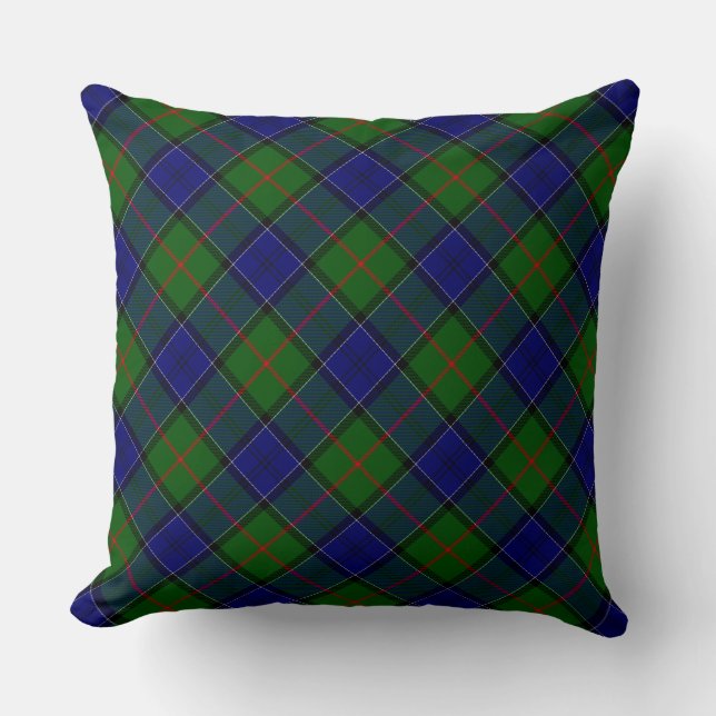 Colquhoun tartan blue grönt plaid kudde (Framsida)