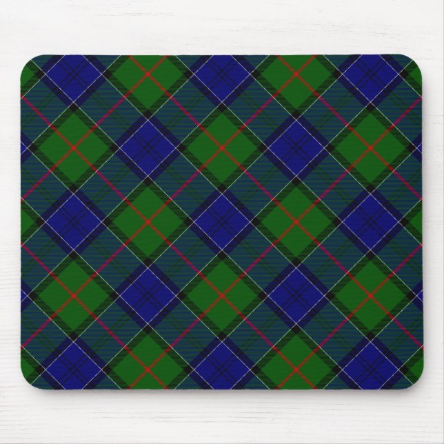 Colquhoun tartan blue grönt plaid musmatta (Framsidan)
