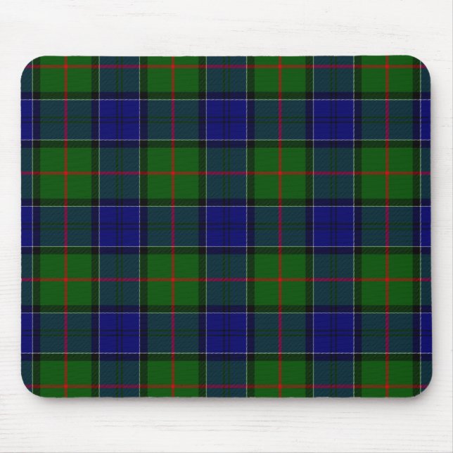 Colquhoun tartan blue grönt plaid musmatta (Framsidan)