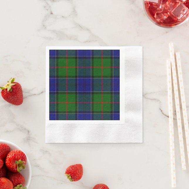 Colquhoun tartan blue grönt plaid pappersservett (Insitu)