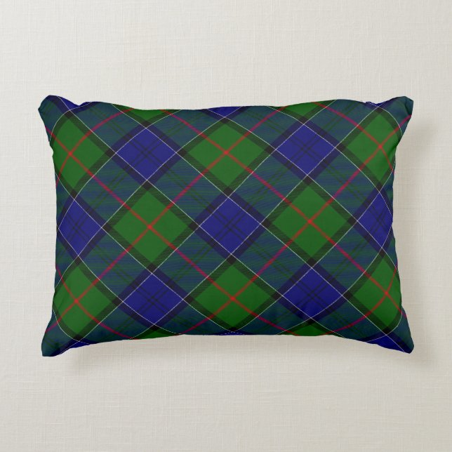 Colquhoun tartan blue grönt plaid prydnadskudde (Framsidan)