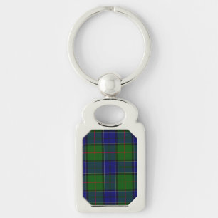 Colquhoun tartan blue grönt plaid rektangulärt silverfärgad nyckelring