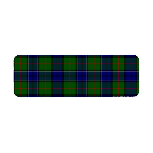 Colquhoun tartan blue grönt plaid returadress etikett (Framsidan)