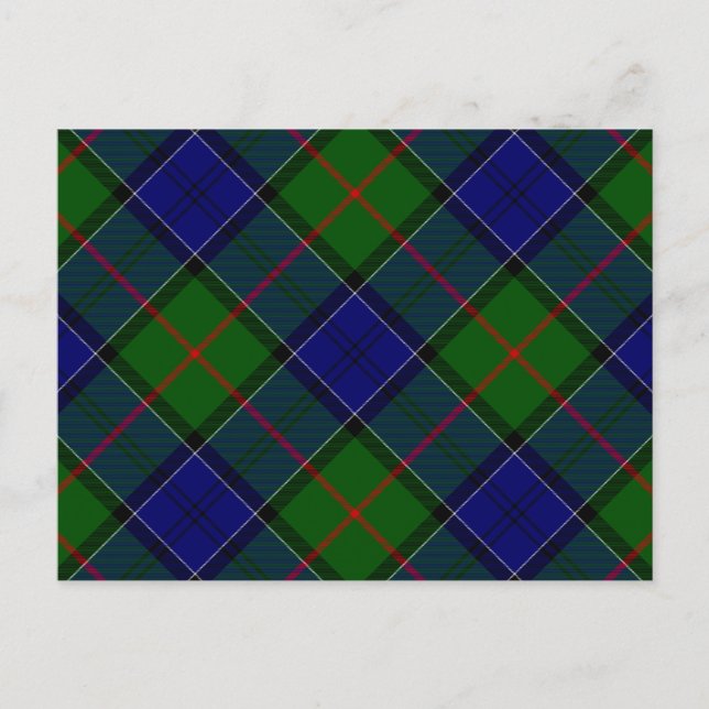 Colquhoun tartan blue grönt plaid vykort (Framsida)