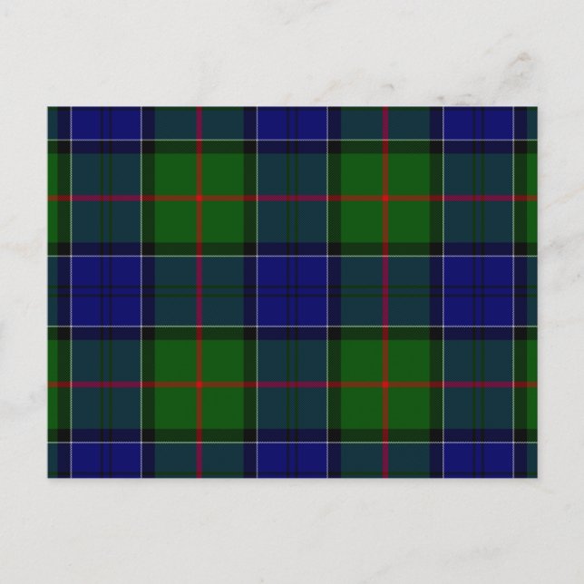 Colquhoun tartan blue grönt plaid vykort (Framsida)