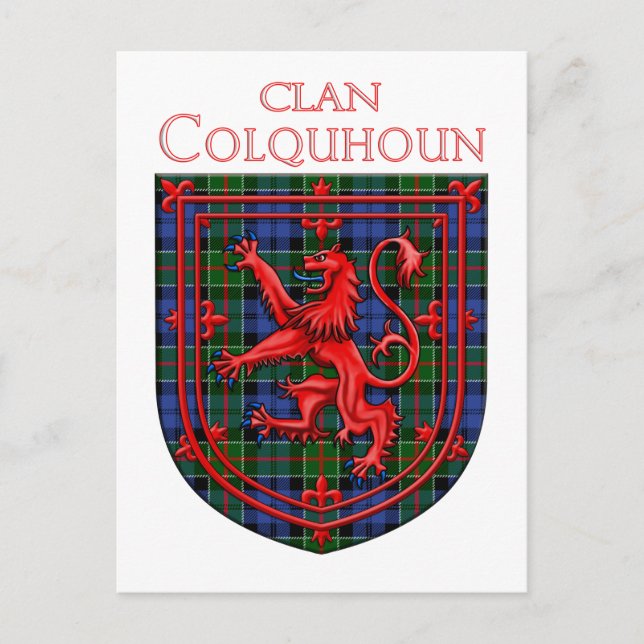 Colquhoun Tartan Scottish Plaid Lion Rampant Vykort (Framsida)