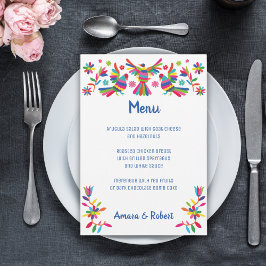 COLROFUL OTOMI MEXICAN BRÖLLOP MENU MEDDELANDE