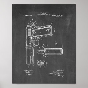 Colt 1911 Gun Patent - Chalkboard Poster