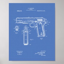 Colt.45 1911 Patent Art - Blåkopia Poster