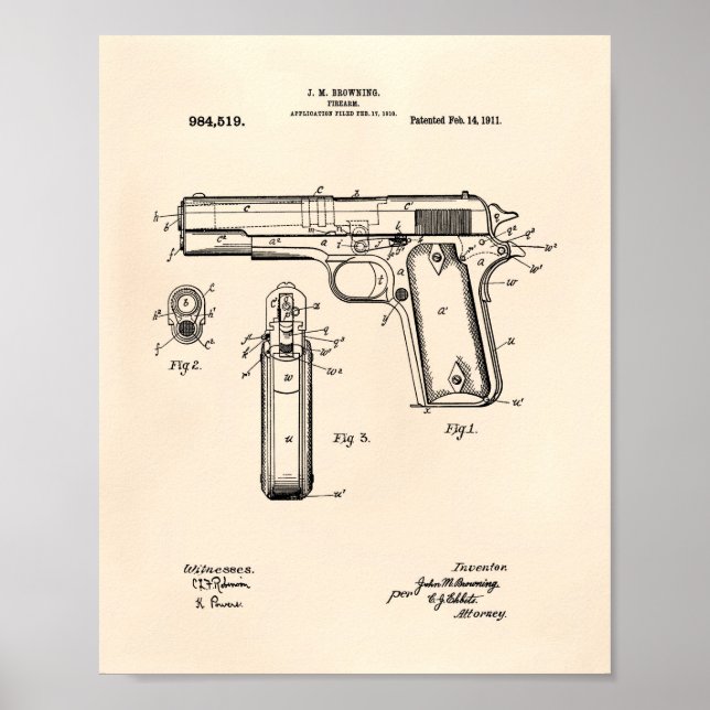 Colt.45 1911 Patent Art - Old Peper Poster (Framsidan)