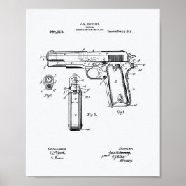 Colt.45 1911 Patent Art - vit Papper Poster