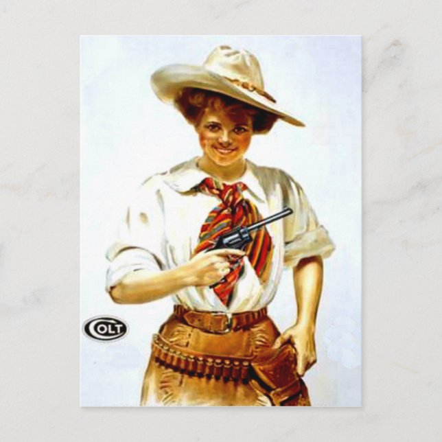 "Colt Cowgirl" västern-postkort Vykort (Framsida)