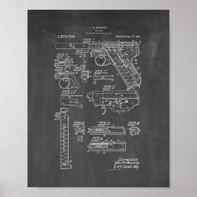 Colt Woodsman Firearm Patent - Chalkboard Poster (Framsidan)