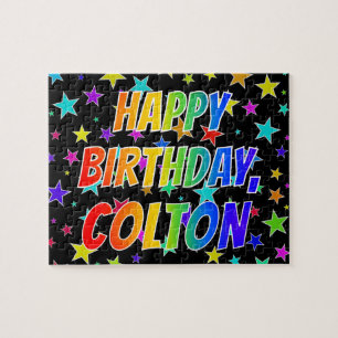 "COLTON" Första Namn, Roligten "GRATTIS PÅ FÖDELSE Pussel