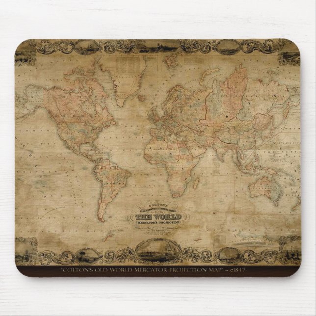Coltons Antique Karta Mousepad Musmatta (Framsidan)