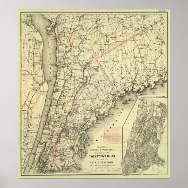 Coltons kör- och hjulande Karta i USA 2 Poster (Framsidan)