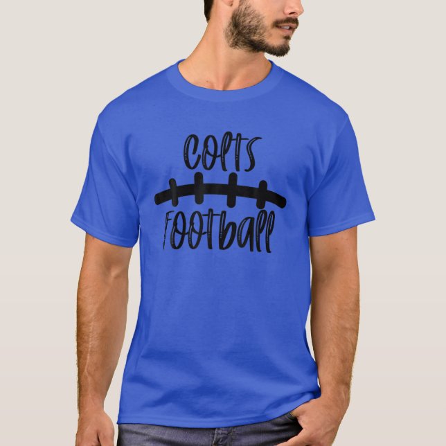 Colts Football School Spirit Team Mascot Game Nigh T Shirt (Framsida)