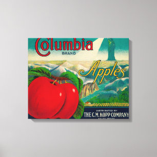 Columbia Apple låda LabelYakima, WA Canvastryck