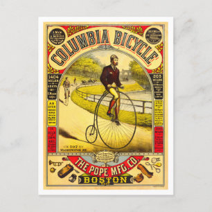Columbia Bicycle Vintage Annons Vykort