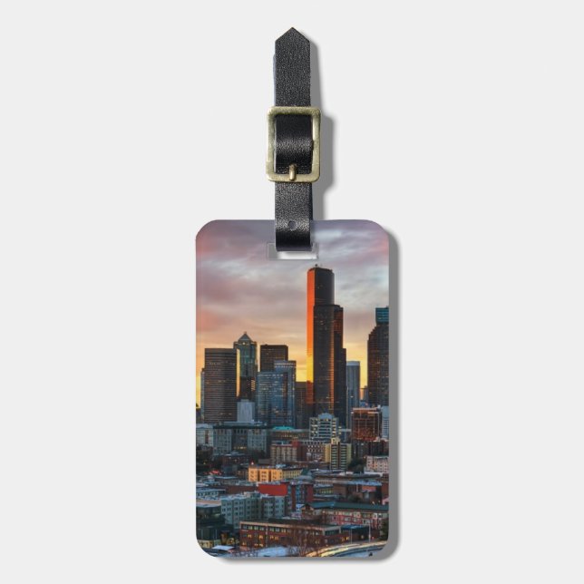 Columbia centrerar och i stadens centrum Seattle, Bagagebricka (Vertikal Framsida)
