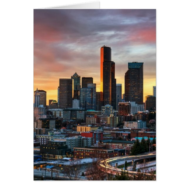 Columbia centrerar och i stadens centrum Seattle, Hälsningskort (Framsidan)
