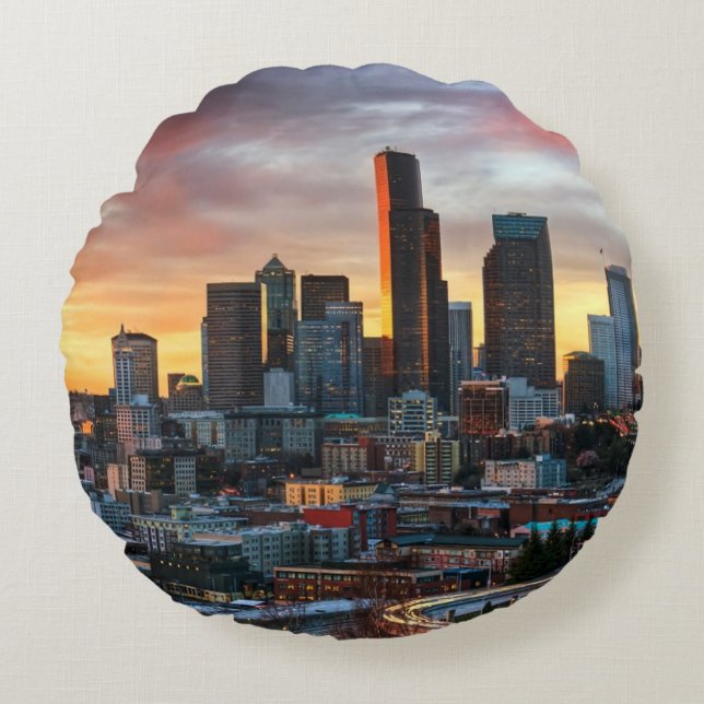 Columbia centrerar och i stadens centrum Seattle, Rund Kudde (Framsidan)