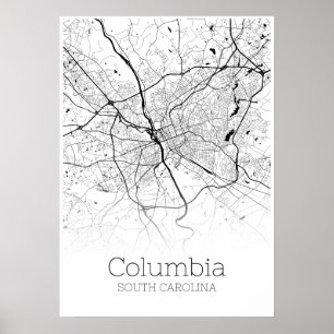Columbia Karta - South Carolina - City Karta Poste Poster