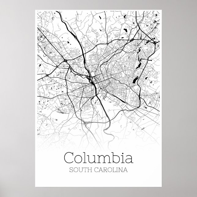 Columbia Karta - South Carolina - City Karta Poste Poster (Framsidan)