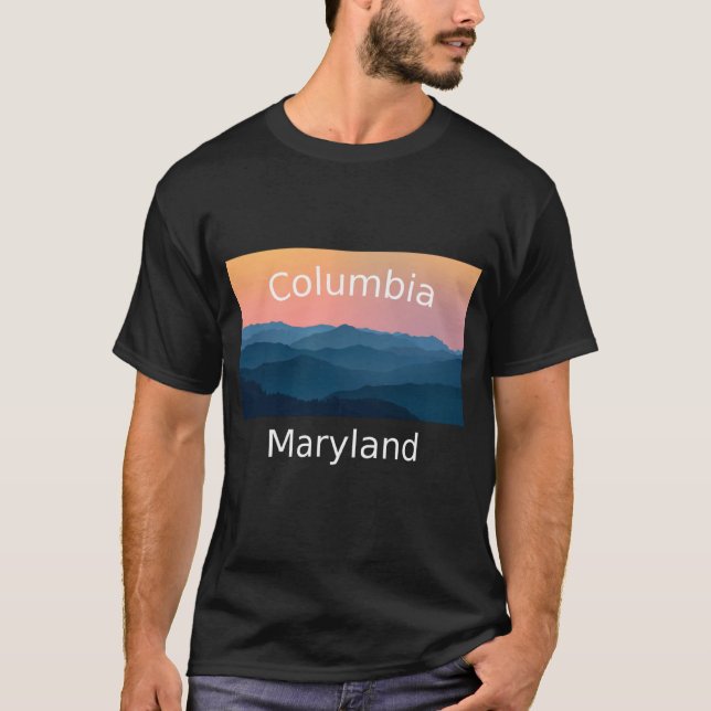 Columbia Maryland Mountain sunset hometown T Shirt (Framsida)