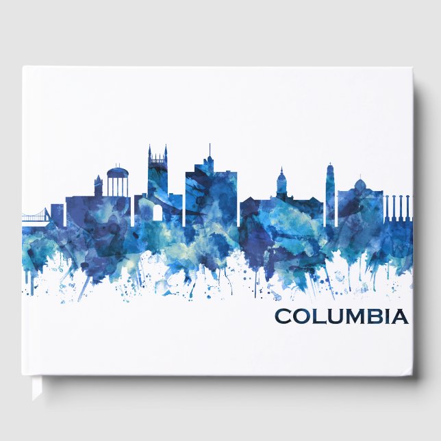 Columbia Missouri Skyline Blue Gästböcker (Framsida)