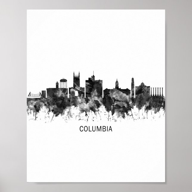 Columbia Missouri Skyline BW Poster (Framsidan)