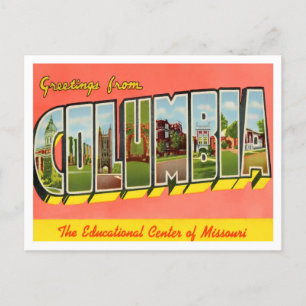 Columbia, Missouri Vintage Big Brev Postcard Vykort