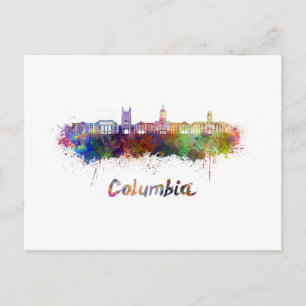 Columbia MO skyline in vattencolor Vykort
