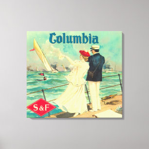 Columbia orange etikett canvastryck
