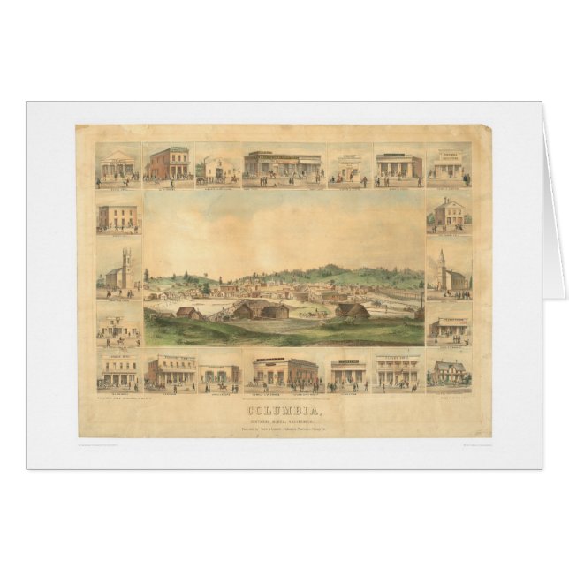 Columbia panorama- karta 1855 (0441A) för CA. Hälsningskort (Framsidan Horizontal)