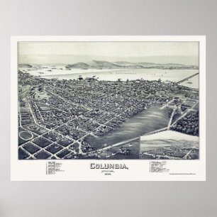 Columbia panorama- karta för PA - 1894 Poster