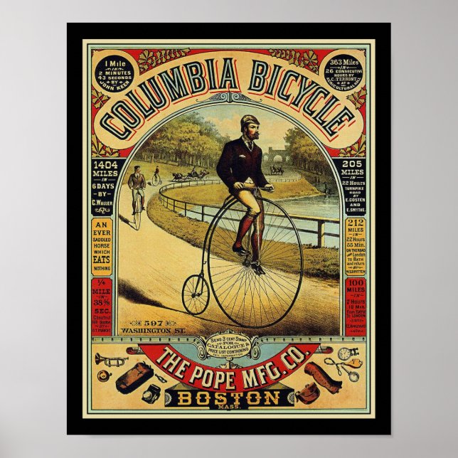 Columbia Penny Farthing Bicycle 1880 Poster (Framsidan)