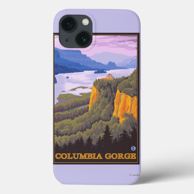 Columbia River Gorge Scene med Krona Point (Baksida)
