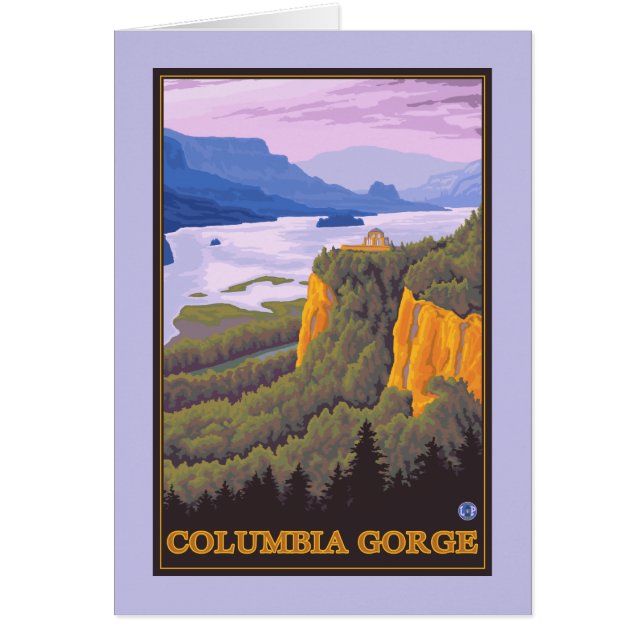 Columbia River Gorge Scene med Krona Point Hälsningskort (Framsidan)