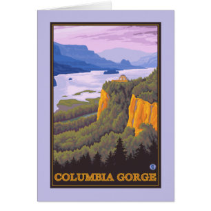 Columbia River Gorge Scene med Krona Point Hälsningskort