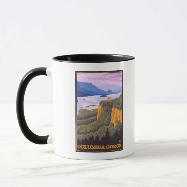 Columbia River Gorge Scene med Krona Point Mugg (Vänster)