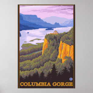 Columbia River Gorge Scene med Krona Point Poster