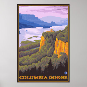 Columbia River Gorge Scene med Krona Point Poster