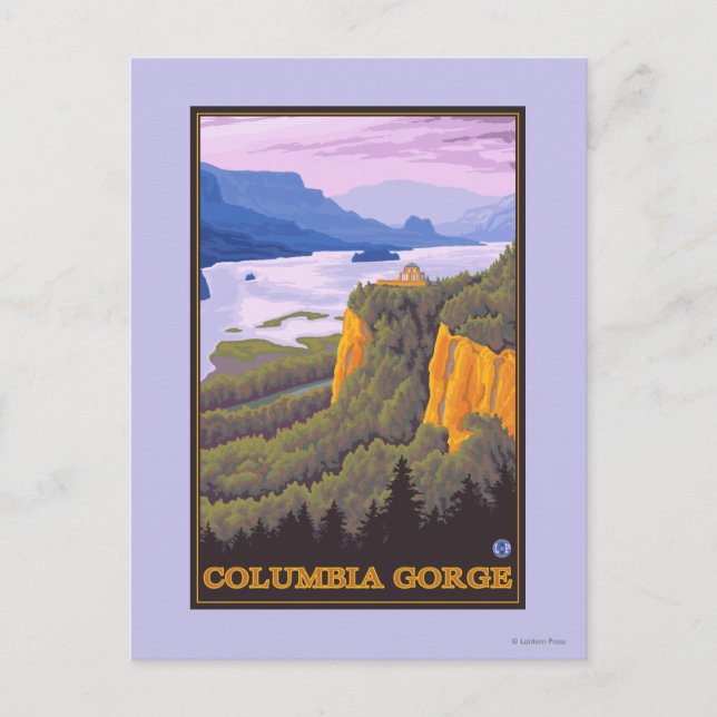 Columbia River Gorge Scene med Krona Point Vykort (Framsida)