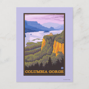 Columbia River Gorge Scene med Krona Point Vykort